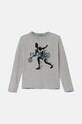United Colors of Benetton longsleeve bawełniany dziecięcy nadruk szary 3096C10K9.G.Seasonal