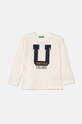 United Colors of Benetton longsleeve bawełniany dziecięcy nadruk beżowy 3096G10FM.P.Seasonal