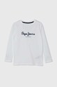 Дитячий бавовняний лонгслів Pepe Jeans NEW HERMAN бавовна білий PB503919
