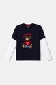 Guess longsleeve bawełniany dziecięcy aplikacja granatowy L4BI13.I3Z14.9BYH