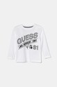 Guess longsleeve bawełniany dziecięcy nadruk biały N4BI11.I3Z14.9BYH
