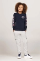 Tommy Hilfiger longsleeve din bumbac pentru copii bleumarin KB0KB09384.9BYH.104.122