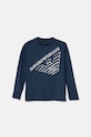 Băieți Emporio Armani longsleeve din bumbac pentru copii 6D4DJ4.4J54Z bleumarin