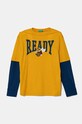 United Colors of Benetton longsleeve bawełniany dziecięcy nadruk żółty 3I1XC10JG.G.Seasonal