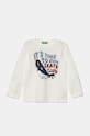 Παιδικό βαμβακερό μακρυμάνικο United Colors of Benetton στάμπα λευκό 3096G10H0.P.Seasonal