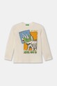 Παιδικό βαμβακερό μακρυμάνικο United Colors of Benetton στάμπα μπεζ 3096G10H0.P.Seasonal