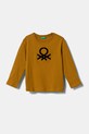 United Colors of Benetton longsleeve bawełniany dziecięcy aplikacja żółty 3ATNG10G1.P.Seasonal