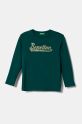 United Colors of Benetton longsleeve bawełniany dziecięcy aplikacja zielony 3ATNG10G1.P.Seasonal