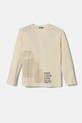 Dětské bavlněné tričko s dlouhým rukávem United Colors of Benetton kulatý béžová 3ATNC10L5.G.Seasonal