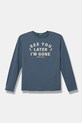United Colors of Benetton longsleeve bawełniany dziecięcy nadruk niebieski 3ATNC10L5.G.Seasonal