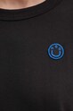 Βαμβακερή μπλούζα με μακριά μανίκια Hugo Blue 50520316 μαύρο