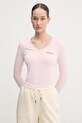 Tričko s dlouhým rukávem Guess Jeans slim růžová W4YI21.J1314