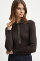 Хлопковый лонгслив Pinko коричневый 104225.A24T