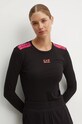 EA7 Emporio Armani longsleeve din bumbac negru TJLOZ.6DTT16.1200