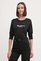 Pepe Jeans longsleeve din bumbac FIORE LS PL505947 negru AW24