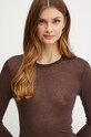 Tričko s dlouhým rukávem s příměsí vlny MAX&Co. hnědá 2426976013200