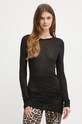 MAX&Co. longsleeve z domieszką wełny regular czarny 2426976013200