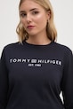 Oblečenie Bavlnené tričko s dlhým rukávom Tommy Hilfiger WW0WW43620 tmavomodrá