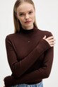 Tričko s dlhým rukávom Tommy Jeans hnedá DW0DW19830