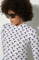 Блуза с дълги ръкави Marine Serre Moon Printed Jersey Second Skin Highneck Top WTS005A бял