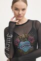 Juicy Couture bluza SACRED HEART MESH LS TOP negru JCBCT224836.101
