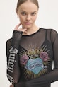 Juicy Couture bluza SACRED HEART MESH LS TOP negru JCBCT224836.101