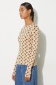 Marine Serre longsleeve shirt Recycled Moon Jersey Second Skin Crewneck Top beige WTS006A.CJER0001