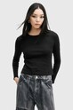 Bavlnené tričko s dlhým rukávom AllSaints STEVIE LS TEE slim čierna W184JB