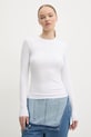 Majica dugih rukava Abercrombie & Fitch slim bijela KI139.4633.100