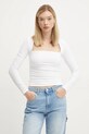 Abercrombie & Fitch longsleeve z elastanem biały KI139.4893.100
