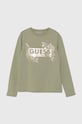 Dětské tričko s dlouhým rukávem Guess s elastanem zelená J4YI22.K6YW4.9BYH