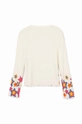 Fete Desigual longsleeve din bumbac pentru copii 24WGTK20 alb