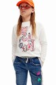 Desigual longsleeve din bumbac pentru copii print alb 24WGTK18