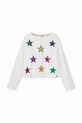 Девочка Хлопковый детский лонгслив Desigual 24WGTK03 белый