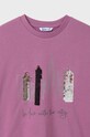 Fete Mayoral longsleeve din bumbac pentru copii 7016.8G.Junior.9BYH violet