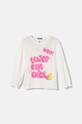 United Colors of Benetton longsleeve bawełniany dziecięcy nadruk biały 3I1XG10FA.P.Seasonal