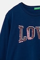 Fete United Colors of Benetton longsleeve din bumbac pentru copii 3I1XC10KC.G.Seasonal bleumarin