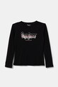 Pepe Jeans longsleeve din bumbac pentru copii TIANNE imprimeu negru PG503107