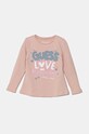 Guess longsleeve bawełniany dziecięcy z elastanem różowy K4BI06.J1314.9BYH