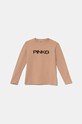 Дитячий бавовняний лонгслів Pinko Up з еластаном помаранчевий F4PIJGTH151