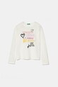 United Colors of Benetton longsleeve din bumbac pentru copii print alb 3096C10M0.G.Seasonal