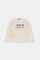 United Colors of Benetton longsleeve din bumbac pentru copii imprimeu bej 3ATNG10GI.P.Seasonal