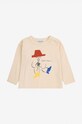 Dětské bavlněné tričko s dlouhým rukávem Bobo Choses Magic Flute 224AB011 béžová AW24