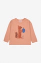 Бавовняний лонгслів для немовлят Bobo Choses Hungry Squirrel 224AB017 помаранчевий AW24