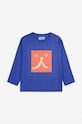 Bobo Choses longsleeve din bumbac pentru copii Funny face 224AC010 bleumarin AW24