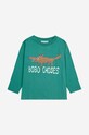 Хлопковый детский лонгслив Bobo Choses The Clever Fox 224AC019 бирюзовый AW24