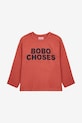 Bobo Choses longsleeve bawełniany dziecięcy 324EC010 pomarańczowy AW24