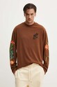 HUGO longsleeve bawełniany 50517427 brązowy AW24