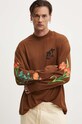 HUGO longsleeve bawełniany brązowy 50517427