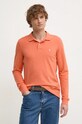 Bavlněné tričko s dlouhým rukávem United Colors of Benetton hladký oranžová 3088U3025
